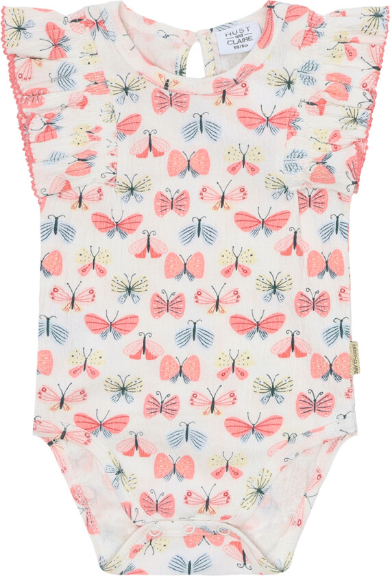 Body u/e - Bri - Ivory m. Sommerfugler - - 68 - Body uten ermer