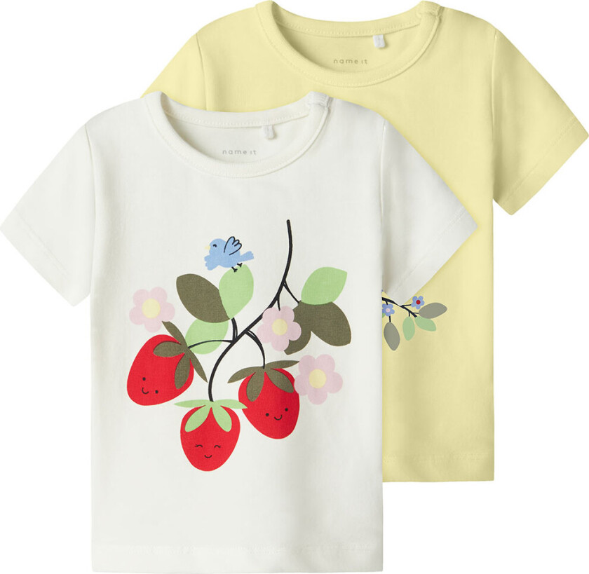 T-skjorte - NmfFaberry - 2-pack - Cloud Danser/Pastel Ye - - 62 - T-skjorte