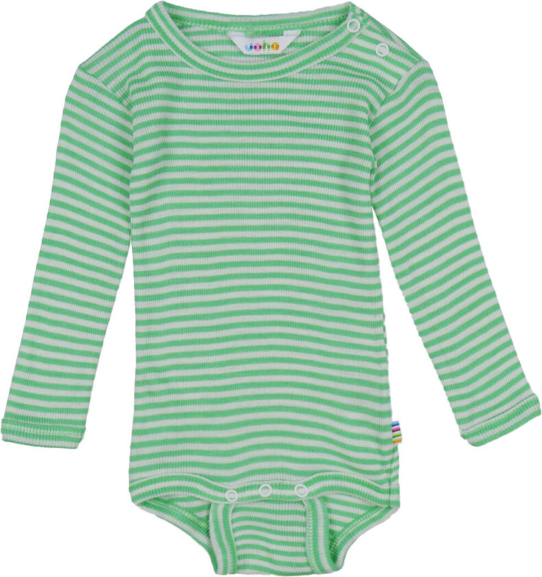 Body I/e - Rib - Ull/Silke - Off White/Grønn - - 50 - Langermet Body
