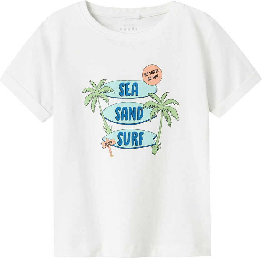 T-skjorte - NmmVux - Bright White/Sea - - 2 år (92) - T-skjorte