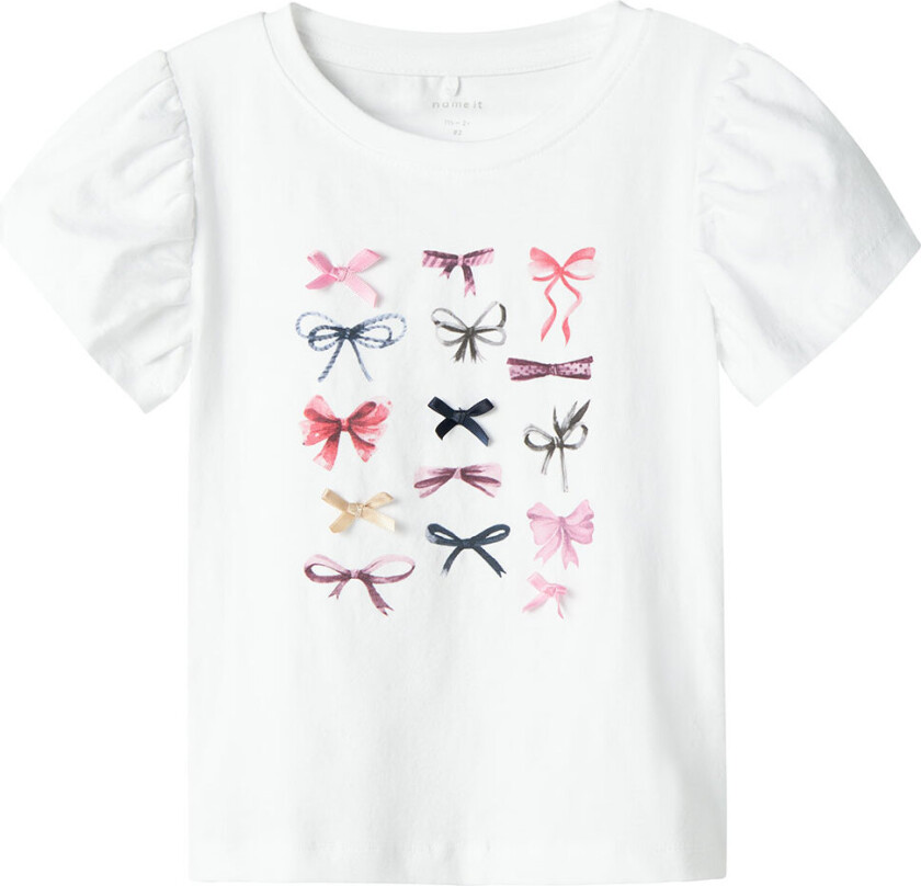 T-skjorte - NmfFilly - Bright White m. Buer - - 3 år (98) - T-skjorte