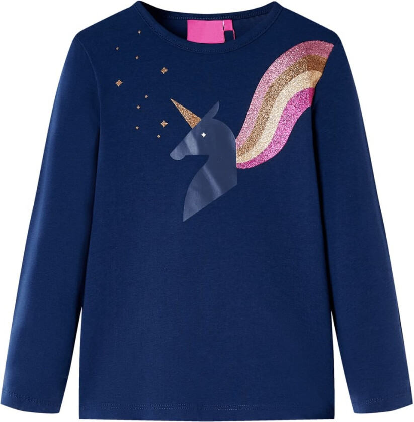 T-skjorte for barn med lange ermer marineblå 104