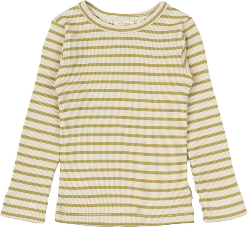 Genser - Rib - Modal - Khaki/Dark Off White - - 68 - Genser