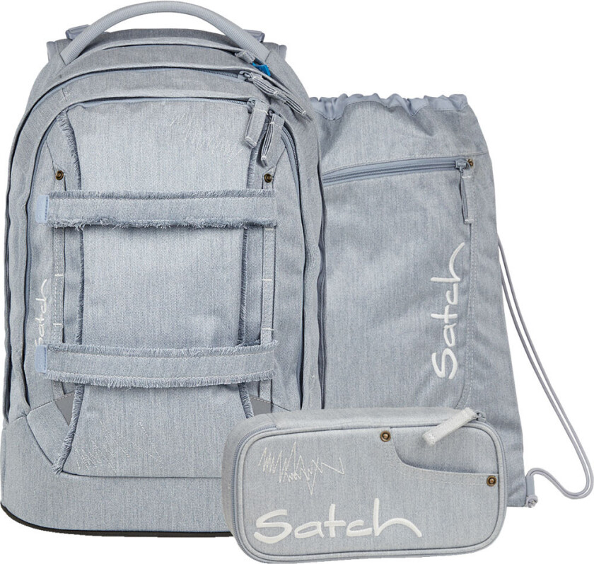 Skolesekk Sett - Pakke - Vasket Blue - - OneSize - Skolesekk