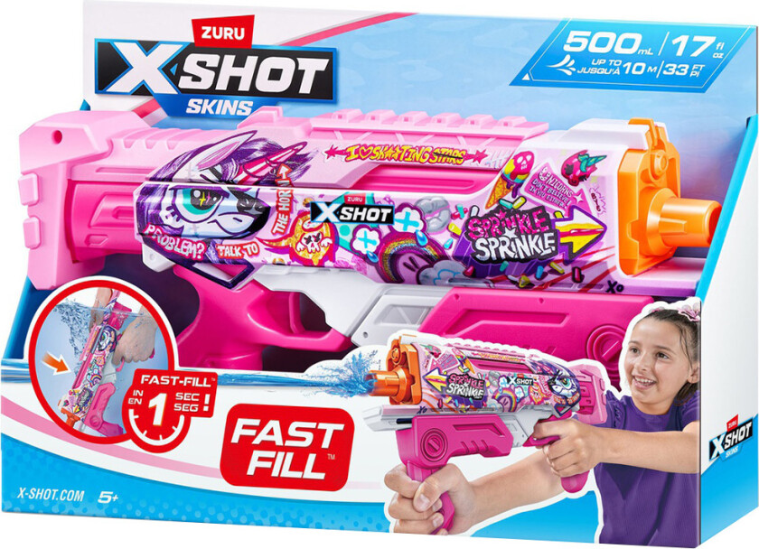 X-Shot Vannpistol - Skins Hyperload Fast-Fill - 500 ml - Unicorn - X-SHOT - OneSize - Leketøy