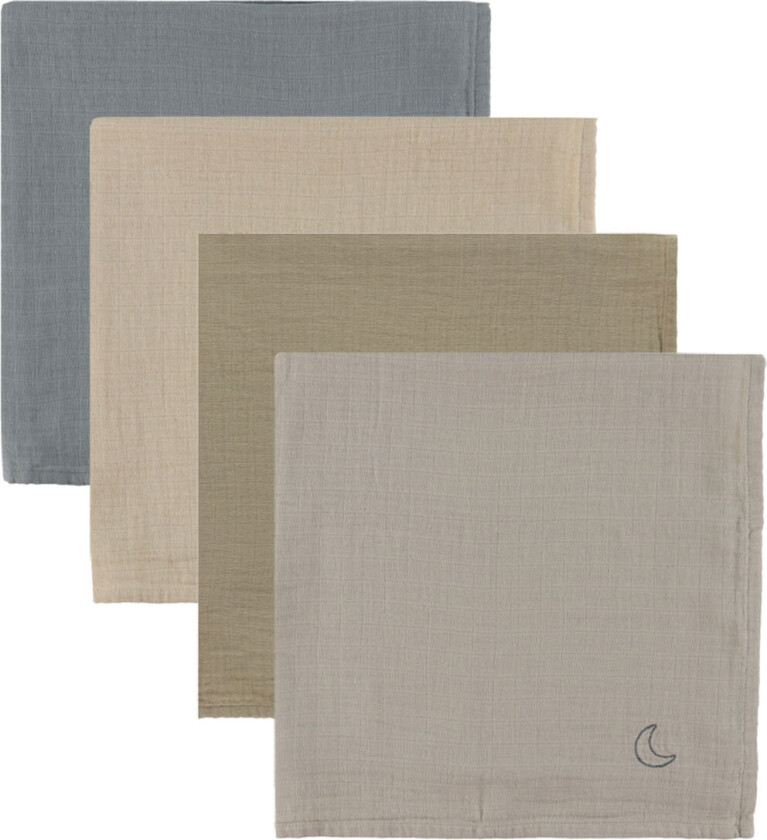 Stoffklutene - Muslin - 4-pack - Blue Mix - - OneSize - Gulpeklut