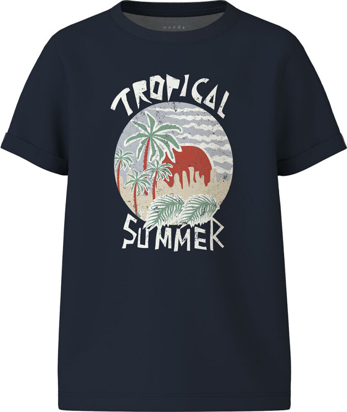 T-skjorte - NkmVux - Navy Blazer/Tropical Summer - - 6 år (116) - T-skjorte