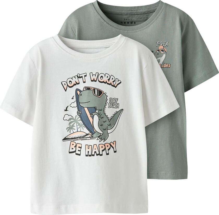 T-skjorte - NmmVagno - 2-pack - Slate Grå/Bright White - - 6 år (116) - T-skjorte