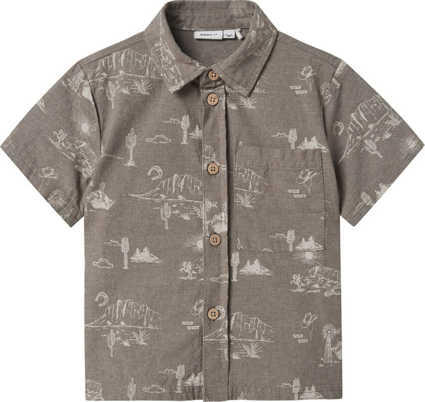 Skjorte - Nmmhestern - Valnøtt - - 2 år (92) - Skjorte K/E