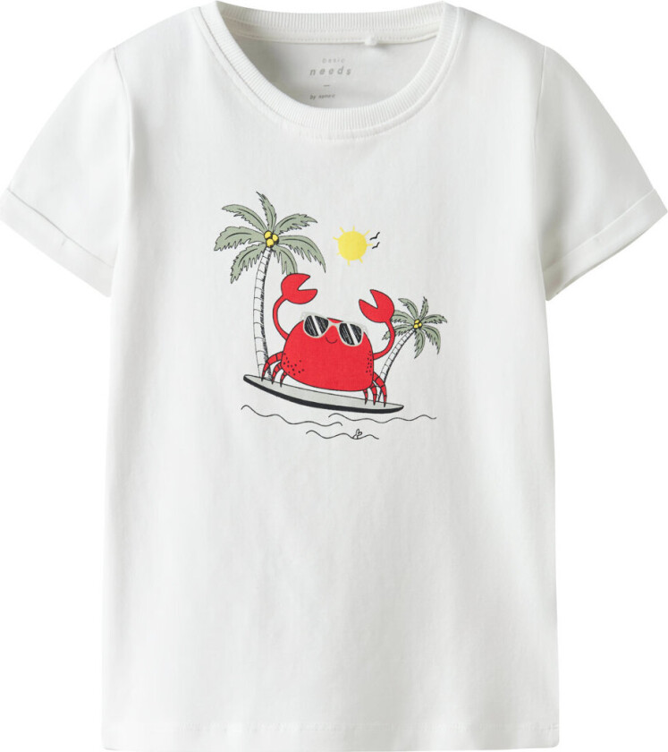 T-skjorte - NmmVux - Bright White/Krabbe Surf - - 4 år (104) - T-skjorte