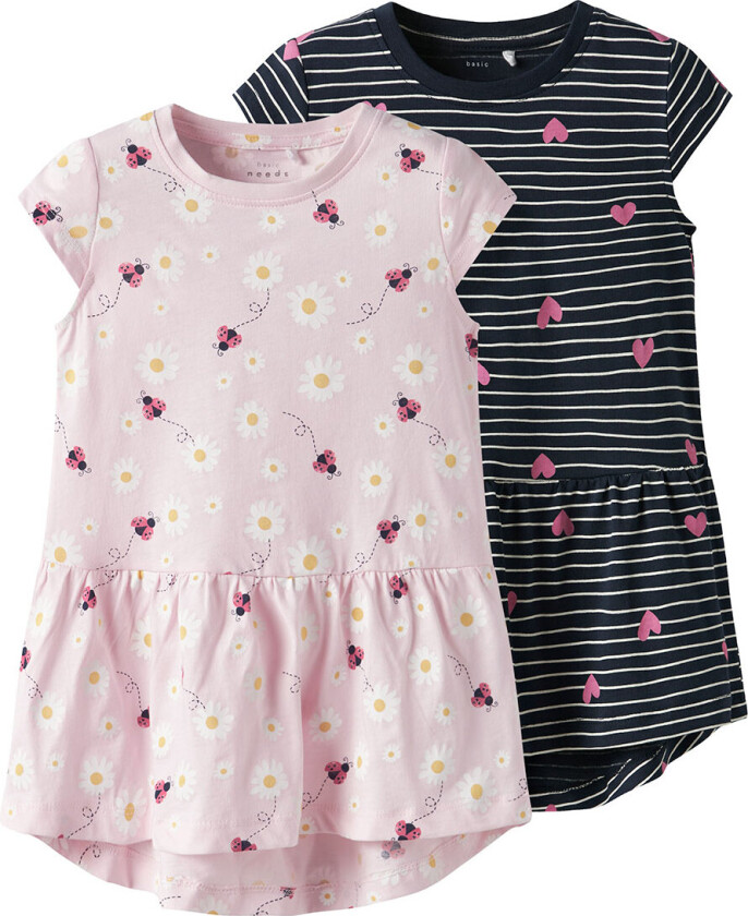 Kjole - NmfVigga - 2-pack - Festival Bloom/Dark Sapphire - - 2 år (92) - Kjole