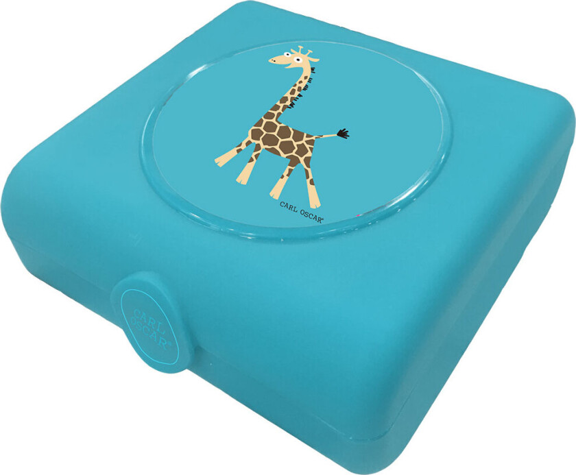 Smørbrødboks - 14,5 cm - Turkis m. Sjiraff - - OneSize - Matboks