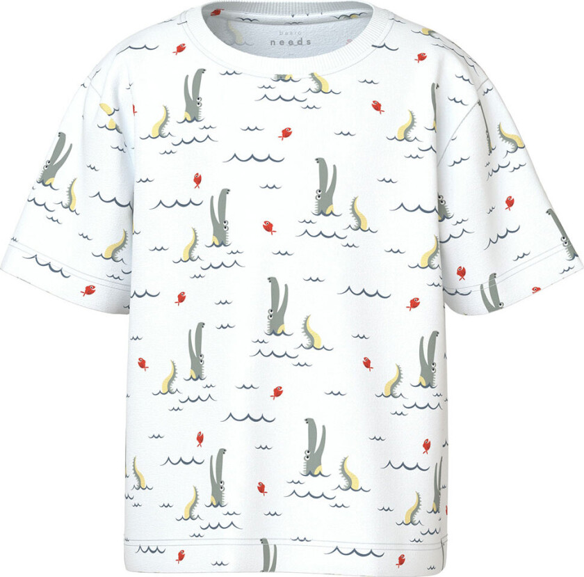 T-skjorte - NmmValther - Bright White/Fish Alligator - - 2 år (92) - T-skjorte