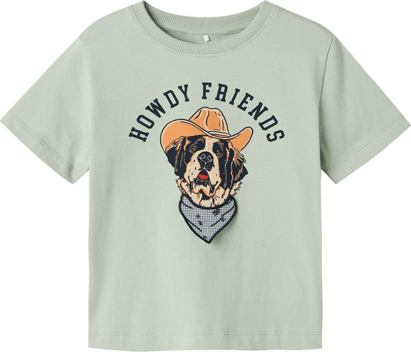 T-skjorte - NmmHasse - Aqua Grå m. Trykk - - 3 år (98) - T-skjorte