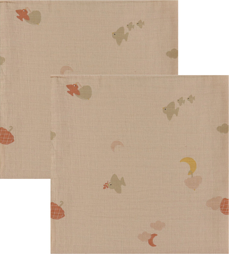 Stoffklutene - Muslin - 2-pack - Over the Moon - - OneSize - Gulpeklut