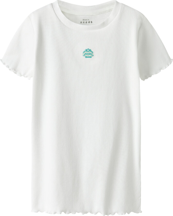 T-skjorte - NkfVivemma - Rib - Bright White/Striped Shel - - 6 år (116) - T-skjorte