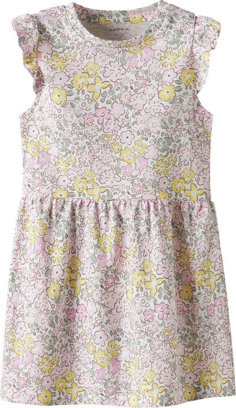 Kjole - Modal - NmfHaile - Bright White/Lemon Marengs - - 5 år (110) - Kjole