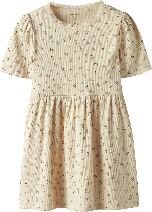 Kjole - Rib - NmfHoise - Sol Kiss m. Blomster - - 2 år (92) - Kjole