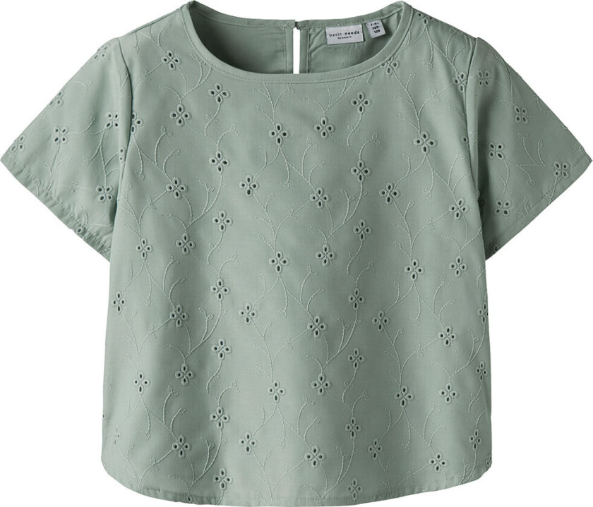 Skjorte k/e - NkfVioleta - Aqua Grå m. Broderi Anglaise - - 6 år (116) - Skjorte K/E