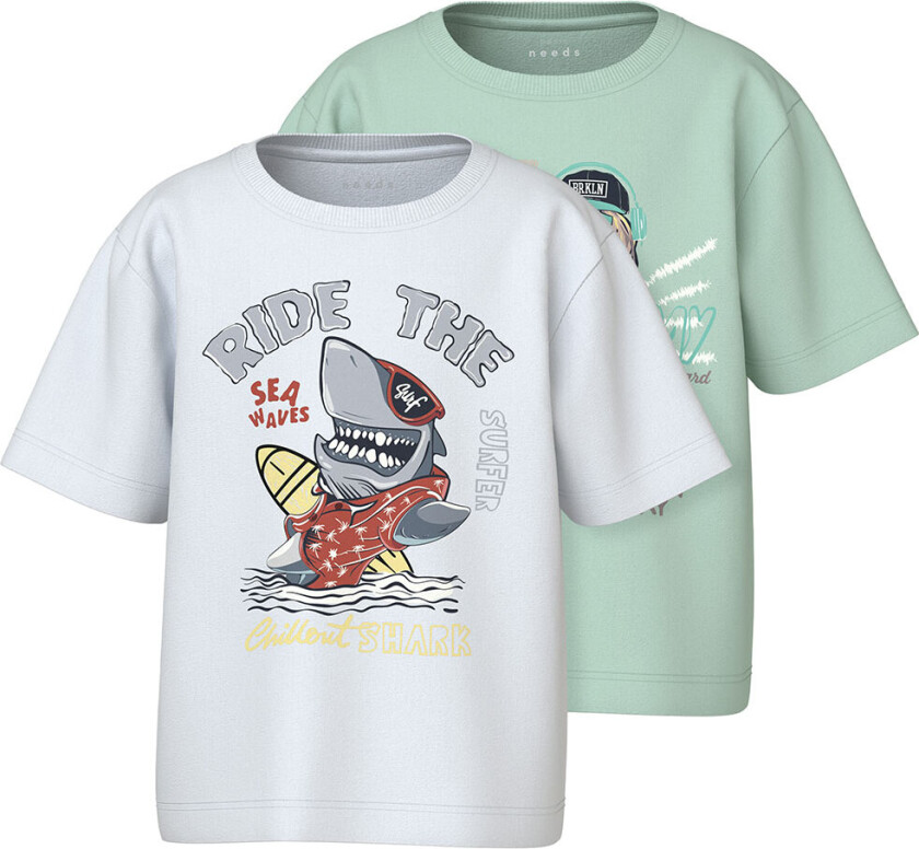 T-skjorte - NmmVanyo - 2-pack - Honningdugg/Bright White - - 2 år (92) - T-skjorte