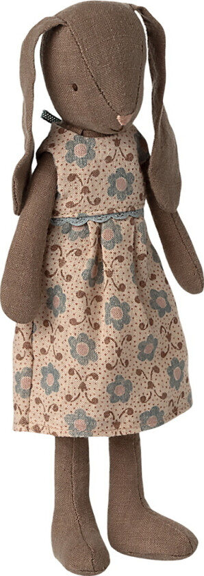 Kanin - Kjole m. Blomster - Str. 2 - Brun - - OneSize - Dukke