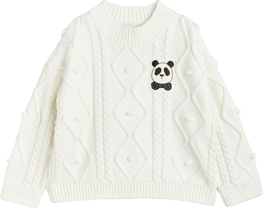 Genser - Strikk - Offwhite m. Panda - - 128/134 - Genser