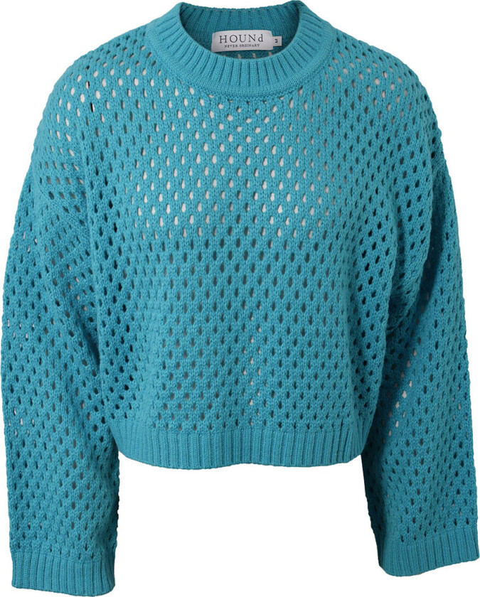 Genser - Strikk - Turquoise m. Hullmønster - - 12 år (152) - Genser