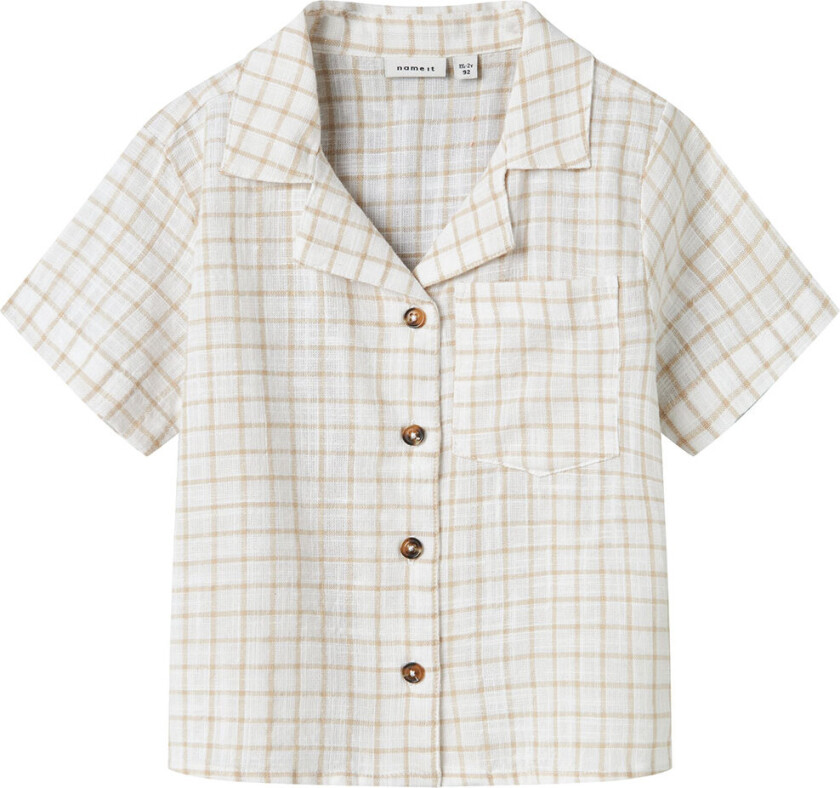 Skjorte k/e - NmmHalom - Bright White - - 4 år (104) - Skjorte K/E