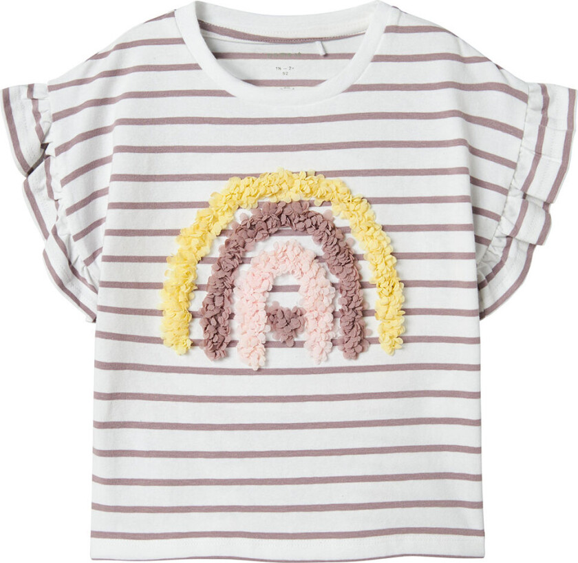 T-skjorte - NmfJadey - Bright White/Purple Dove - - 2 år (92) - T-skjorte