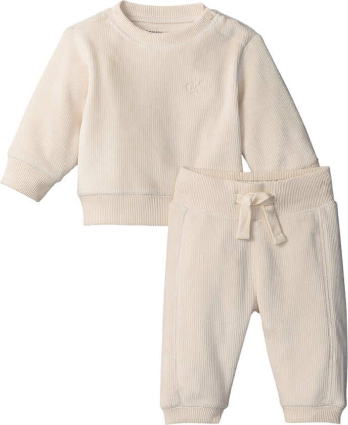 Gaveeske - Fløyel Fleece Sett - Hvitgrå - - 62 - Genser