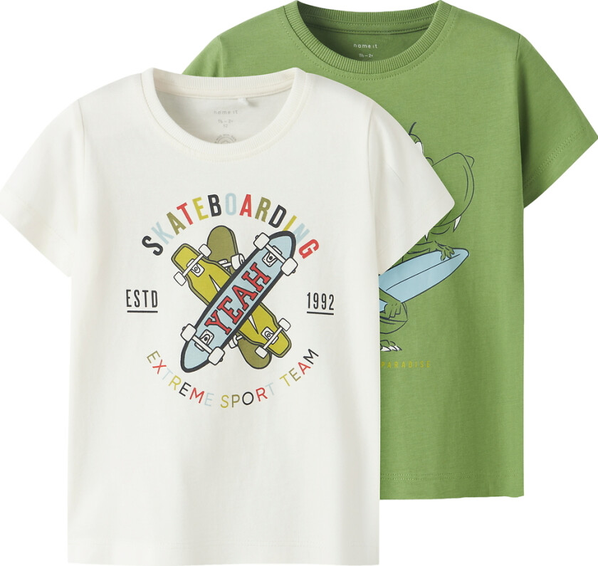 T-skjorte - Nmm Karlton - 2-pack - Coconut Melk - - 7-8 år (122-128) - T-skjorte