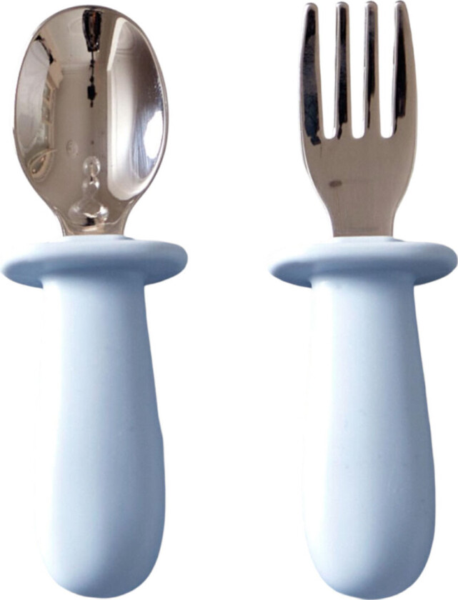 Barnebestikk - Silikon/Rustfritt Stål - Pale Blue - - OneSize - Bestikk