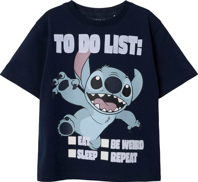 T-skjorte - NmmJudd - Stitch - Navy Blazer - - 3 år (98) - T-skjorte