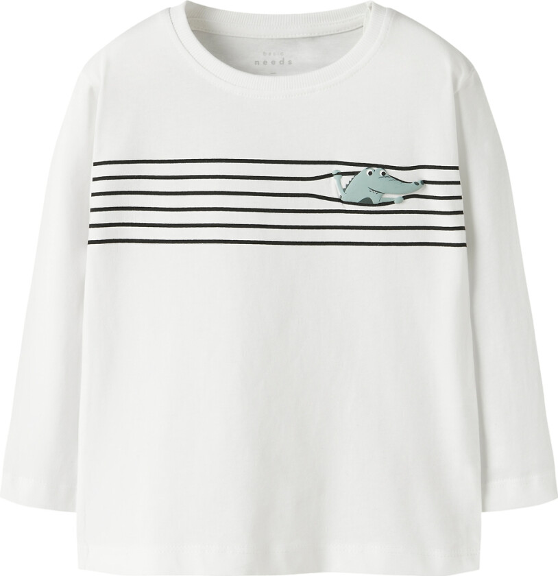 Genser - NmmVagno - Bright White/Croco linjer - - 7-8 år (122-128) - Genser