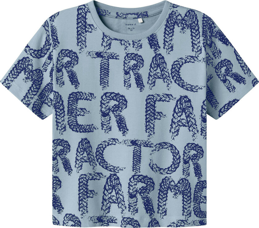 T-skjorte - NmmLeander - Dusty Blue m. Bokstaver - - 6 år (116) - T-skjorte