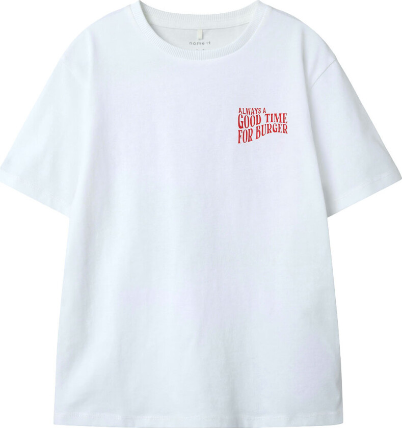 T-skjorte - NkmDuster - Bright White/Burger - - 7-8 år (122-128) - T-skjorte