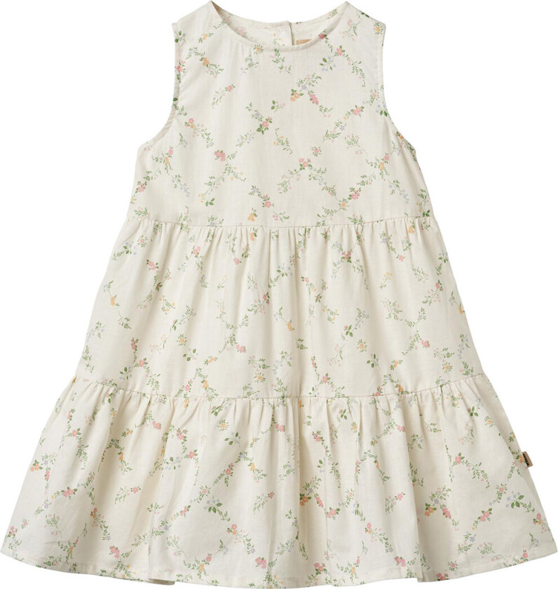 Kjole - Luise - Ivory Rutete blomster - - 3 år (98) - Kjole