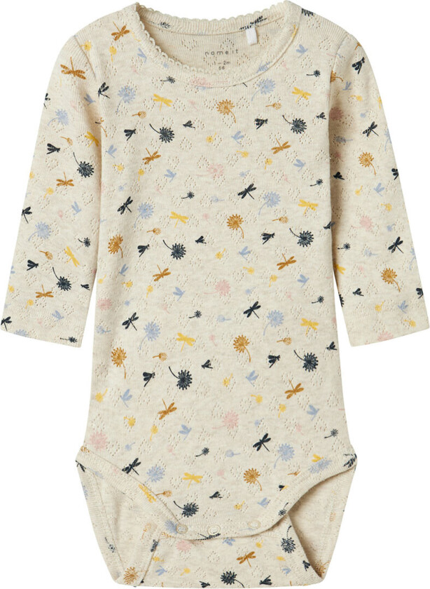 Body I/e - NbfKoral - Peyote-melange m. Hullmønster - - 74 - Langermet Body