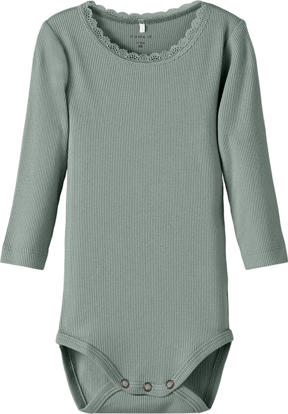 Body I/e - Rib - NkfKab - Slate Grå - - 1½ år (86) - Langermet Body