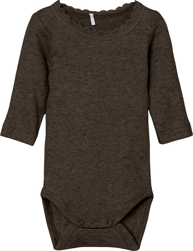 Body I/e - Rib - NbfKab - Delicioso/Melange - - 1½ år (86) - Langermet Body
