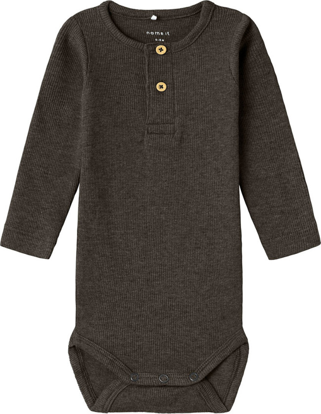 Body I/e - Rib - NbmKab - Delicioso/Melange - - 2 år (92) - Langermet Body