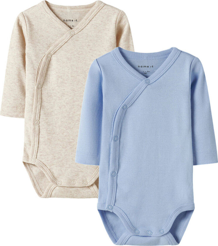 Slå-Om Bodyer I/e - Noos - NbnBody - 2-pack - Blå/Beige - - 74 - Langermet Body
