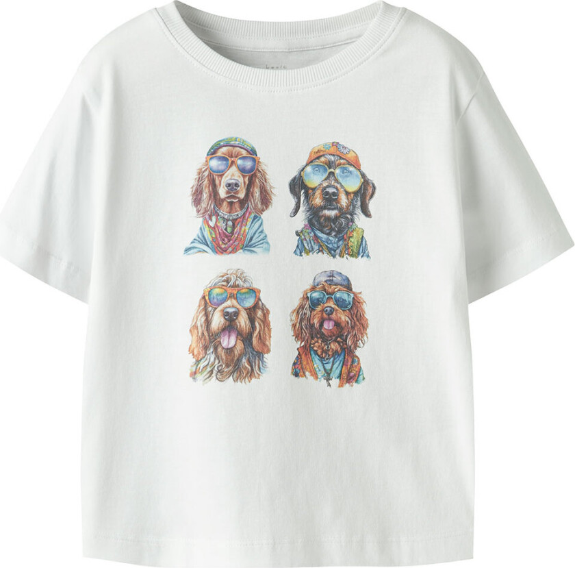 T-skjorte - NmmVoto - Bright White/4 Hunder - - 2 år (92) - T-skjorte