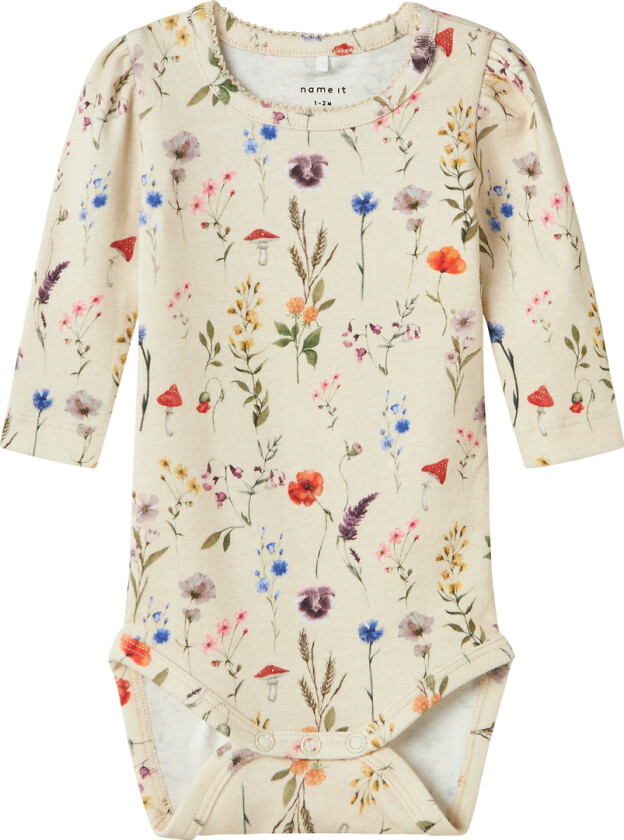 Body I/e - NbfLuxa - Peyote-melange m. Blomster - - 50 - Langermet Body