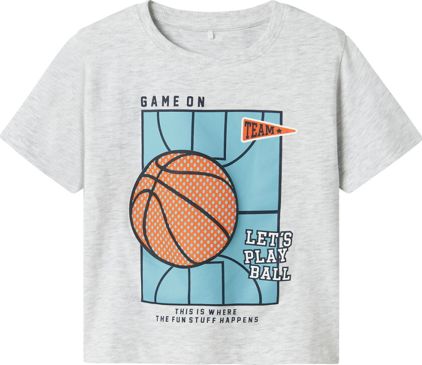 T-skjorte - NmmKeith - Lysegrå Melert m. Trykk - - 2 år (92) - T-skjorte