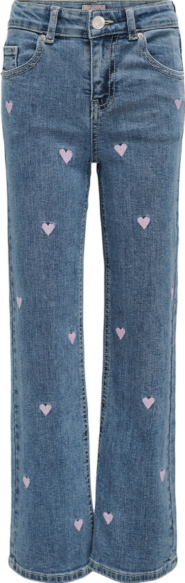 Jeans - KogJuicy - Bred - Heart - Noos - Blue Denim - - 14 år (164) - Jeans