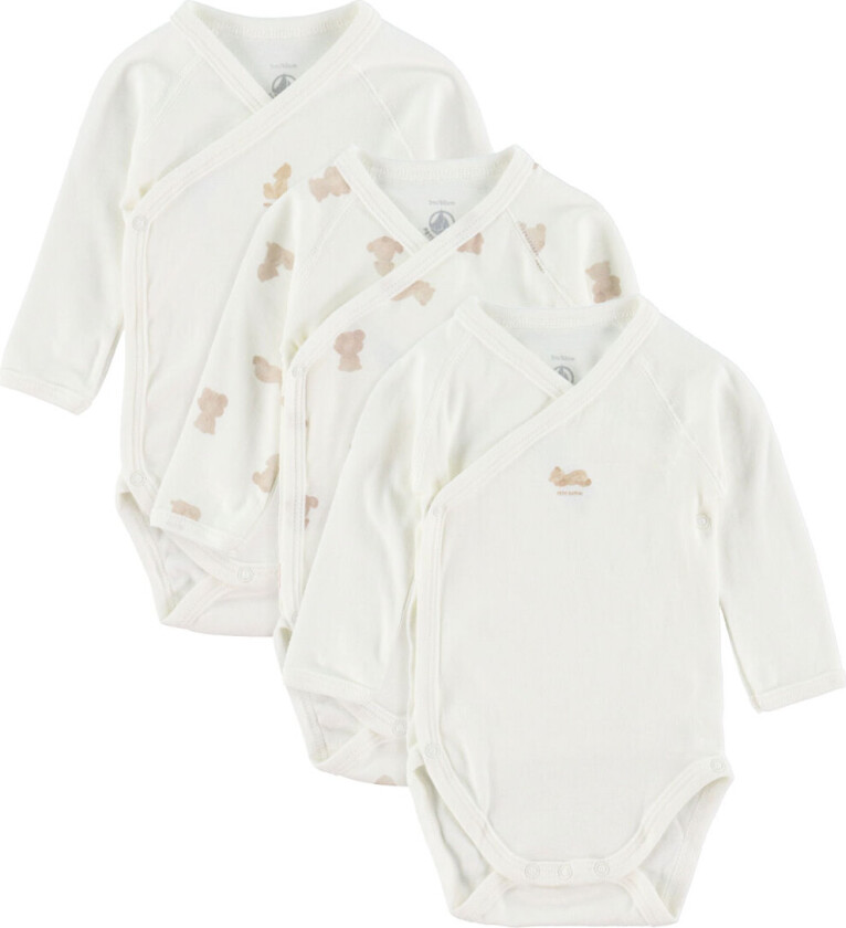 Omslagsbody I/e - 3-pakning - Hvit - - 12 md - Langermet Body