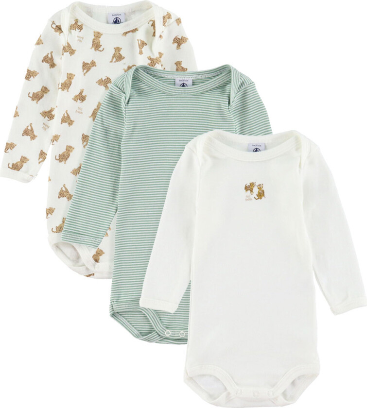 Body I/e - 3-pack - Hvit/Grønn - - 6 md - Langermet Body