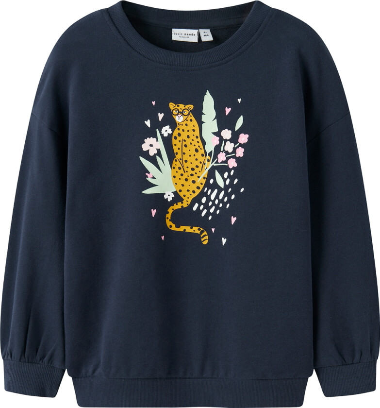 Collegegenser - NmfValona - Navy Blazer/Cheetah - - 5 år (110) - Collegegenser