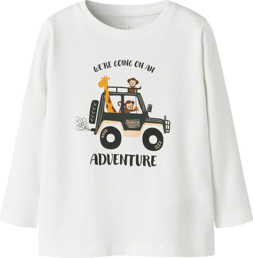 Genser - NmmVux - Bright White/Jungle Bil - - 7-8 år (122-128) - Genser